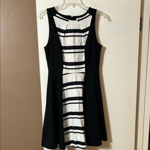 Elle Black and White Striped Mini Dress